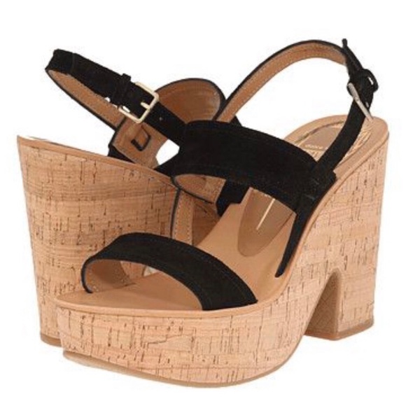Dolce Vita Shoes - NWT Dulce Vita Rachel Black Suede Cork Platform Sandals Size 7